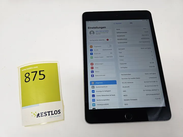iPad Mini 4 32GB + Simkartenslot